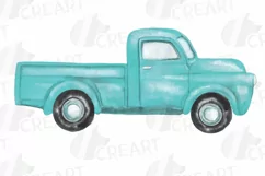 Watercolor colorful truck clip art. Printable pickup cars Product Image 14