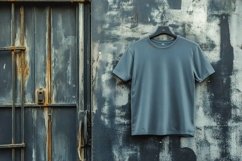 mockup plain grey t-shirt hanging on a cement wall Product Image 1