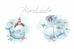 Whale clipart. Watercolor nursery whale illustration Product Image 2