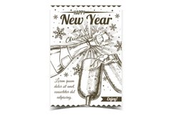 Happy New Year And Merry Christmas Poster Vector Product Image 1