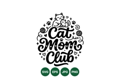 Hand Lettered Cat Mom Club SVG Design Product Image 1