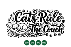 Hand Lettered Cats Rule Couch SVG Design Product Image 1