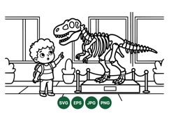 Cute Dinosaur Skeleton Museum Clipart Design Product Image 1