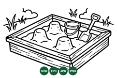 Black Line Sandbox Clipart for Kids Playtime Product Image 1
