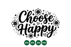 Hand Lettered Choose Happy SVG For Crafting Projects Product Image 1