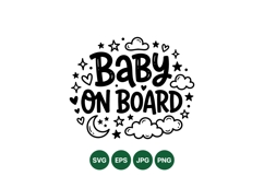Cute Baby On Board Svg Design For Kids Product Image 1