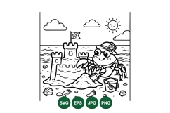 Adorable Crab Building Sandcastle SVG Design Product Image 1