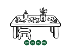 Hand Drawn Kids Craft Table Svg Illustration Product Image 1