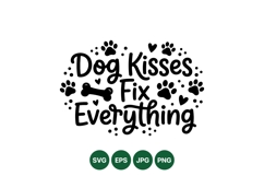 Hand Lettered Dog Kisses Fix Everything Clipart Product Image 1