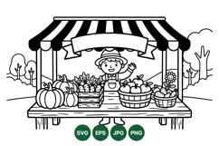 Hand Drawn Farmers Market Harvest Clipart Product Image 1