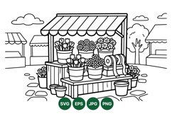Farmers Market Flower Stall Vector Illustration Product Image 1