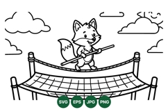 Cartoon Fox Walking Tightrope Vector Design Product Image 1