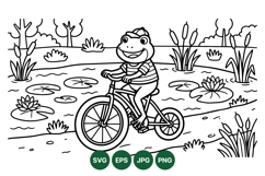 Cute Frog Riding Bicycle Svg Illustration Product Image 1