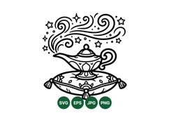 Hand Drawn Magic Genie Lamp Clipart Design Product Image 1