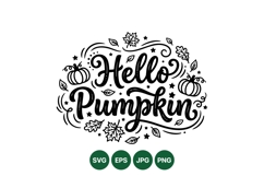 Hand Drawn Hello Pumpkin Autumn SVG Design Product Image 1
