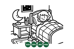 Hand Drawn Kids Bedtime Coloring Page Design Product Image 1