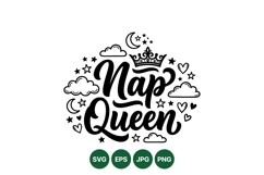 Hand Lettered Nap Queen Svg Cut File Design Product Image 1