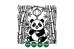 Adorable Panda Sitting With Bamboo SVG Design Product Image 1