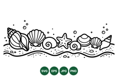 Hand Drawn Seashell And Starfish Clipart Illustration Product Image 1
