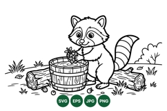 Hand Drawn Raccoon Washing Berries Svg Illustration Product Image 1