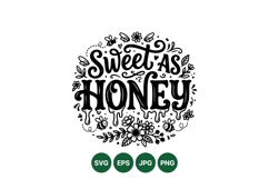 Sweet As Honey Hand Lettered Floral Clipart Design Product Image 1