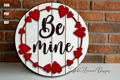 Be Mine Sign SVG | Valentines Day Door Hanger SVG Product Image 1
