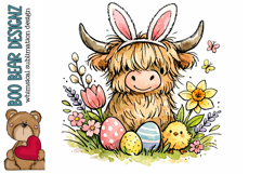 Highland Cow Easter clipart Product Image 1