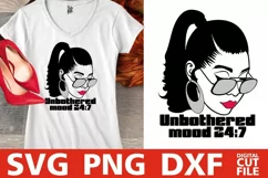 Unbothered svg, Mood svg, Woman in Glasses svg, Ponytail svg Product Image 1