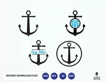 Anchor svg, Anchor monogram, Nautical svg, Anchor Svg Clip art, Anchor monogram svg. Anchor cut files Product Image 1