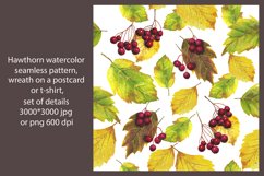 Hawthorn watercolor autumn seamless pattern sublimation Product Image 1