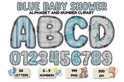 Blue Baby Shower Alphabet Clipart PNG 300 DPI Product Image 1