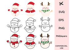 Cute Christmas Snowman SVG Bundle | Kawaii Winter Snowman Product Image 1