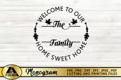 Family Monogram SVG PNG EPS DXF Farmhouse Monogram Wreath Product Image 1
