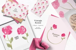 Vintage rose clipart | Watercolor flower clipart Product Image 1