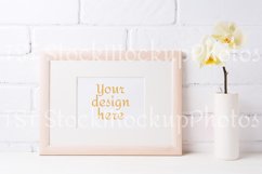 Wooden landscape frame mockup with soft yellow orchid Product Image 1