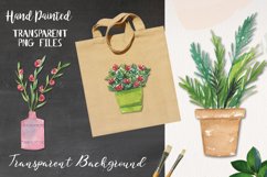 Plants In Pots Watercolors Clipart Elements Cute Florals Product Image 2