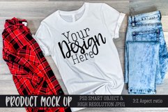 White Bella shirt Plaid MOCK UP | PSD & JPG Product Image 1