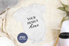 Baby bodysuit Mockup Minimalistic background PSD & JPG Product Image 3
