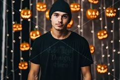 Halloween T Shirt Mockup Male, Black T-Shirt Mockup, d8 Product Image 2