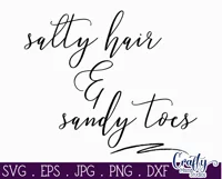 Salty Hair And Sandy Toes | Beach Shirt Svg Design Product Image 2