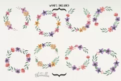 Delia 8 Wreaths Watercolor Flowers Cream Purple Orange Leaf Product Image 4