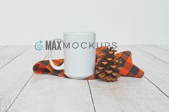 White mug mock up, Fall Halloween display, cup stock photo Product Image 1