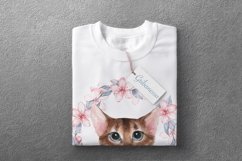 Watercolor cats with flowers | 2 PNG sublimation designs Product Image 3