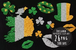 Glitter St.Patrick's Day clip art in colors of Ireland flag Product Image 1