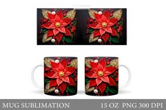 Poinsettia Mug Sublimation. Poinsettia Flowers Mug Design Product Image 1
