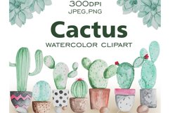 Watercolor Cactus clipart Product Image 1