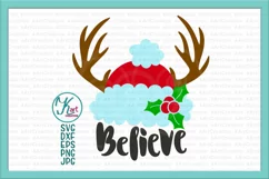 Believe Christmas hat with deer antlers svg dxf png files Product Image 2