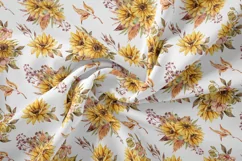 Watercolor sunflower seamless patterns- PNG, JPEG Product Image 5