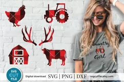 Farm animal svg, farm svg, barn svg, buffalo plaid svg Product Image 1