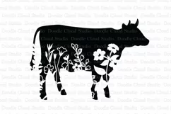 Floral Cow SVG, Flower Cow SVG Cut File, Floral Cow Clipart. Product Image 7